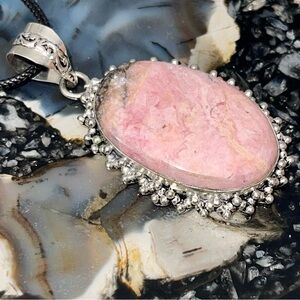 Pinkish Rhodochrosite Pendant 2 1/4”